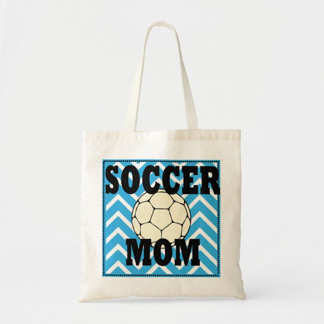Bolsa Tote Mãe de Futebol Azul e Branco em Zigue-Z (Frente)