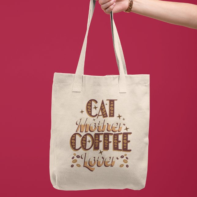 Bolsa Tote Mãe de Gato Amante de Café (Cat Mother Coffee Lover Tote Bag)