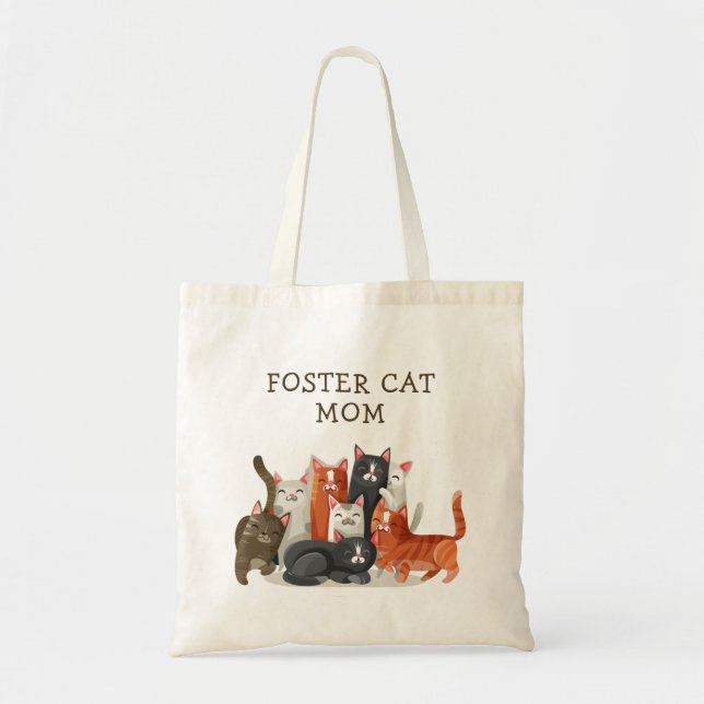 Bolsa Tote Mãe de Gato de Abrigo Personalizada Adorável (Frente)