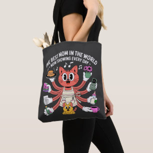 Bolsa Tote Mãe de Gato Divertida e Multitarefa A Melhor Mãe