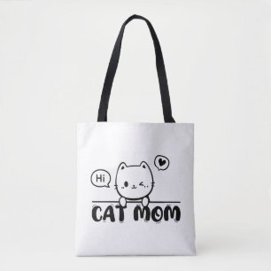 Bolsa Tote mãe de gato divertida fofa presente amante preto T