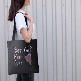 Bolsa Tote Mãe de Gato Fofa Arco Rosa Design Kawaii