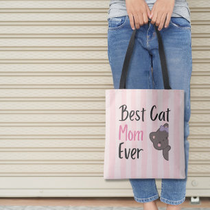Bolsa Tote Mãe de Gato Fofa Arco Rosa Design Kawaii