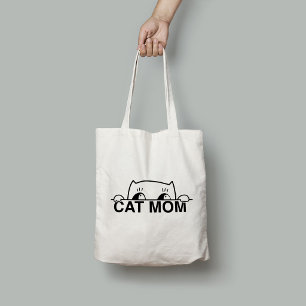 Bolsa Tote Mãe de Gato Tipografia Moderna Minimalista Engraça