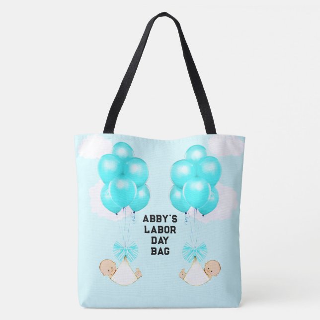 Bolsa Tote Mãe de Gêmeos Meninos a Caminho (Verso)