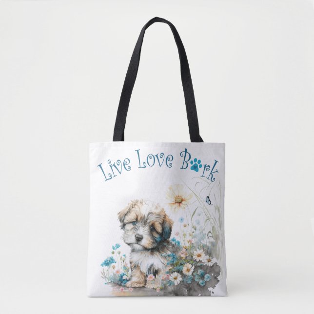 Bolsa Tote Mãe de Havanês Floral (Frente)