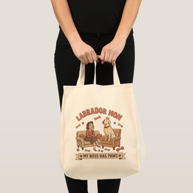 Bolsa Tote Mãe de Labrador Meu Chefe Tem Patas (Frente (produto))