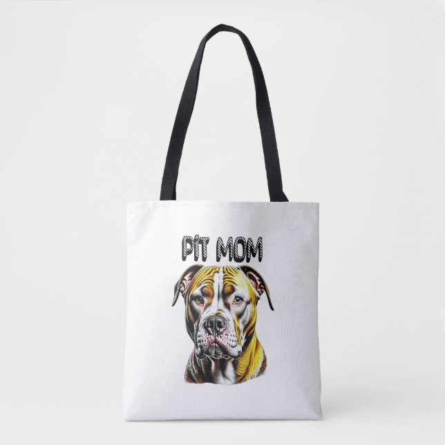 Bolsa Tote Mãe de Pit Bull| Amante de Cachorros  (Frente)