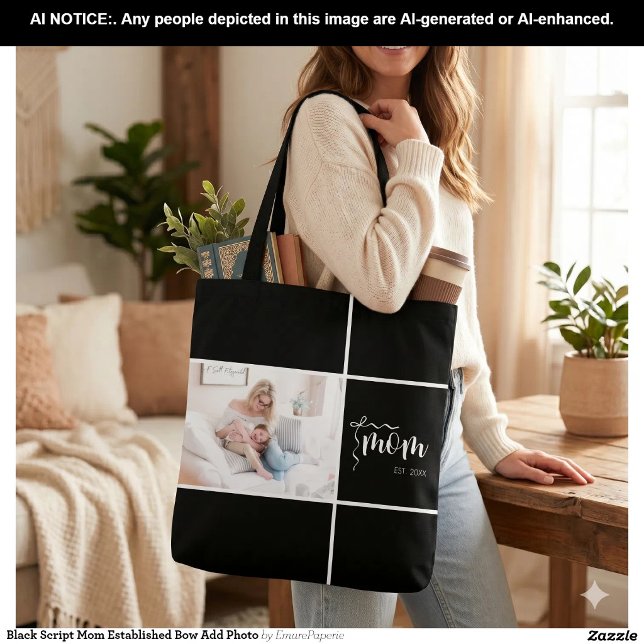 Bolsa Tote Mãe de Roteiro Preto Estabelecida Arco Adicionar F (Criador carregado)