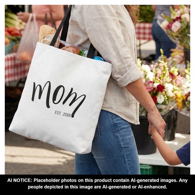 Bolsa Tote Mãe de Script Preto e Branco Estabelecida Minimali (Criador carregado)