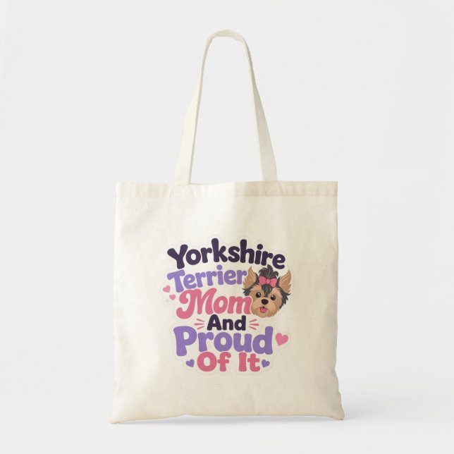 Bolsa Tote Mãe de Yorkshire Terrier e Orgulhosa Disso (Frente)