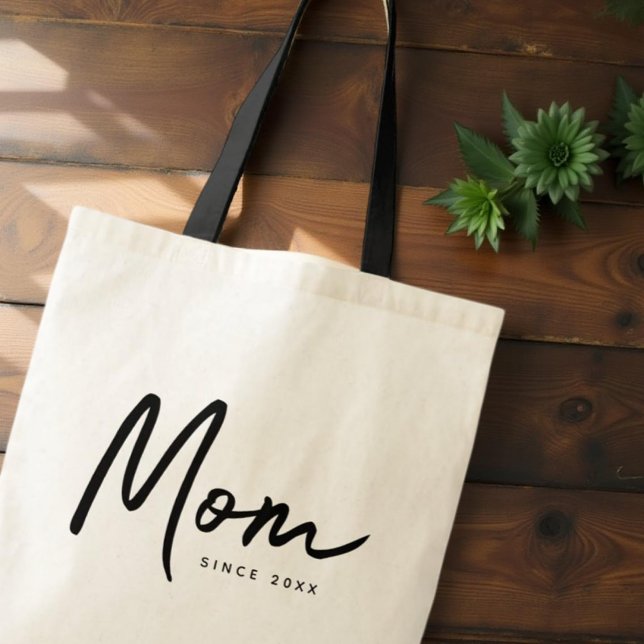 Bolsa Tote Mãe Desde 20XX Moderno - Simples Chic (Criador carregado)