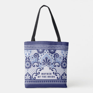 Bolsa Tote Mãe do Azulejo Mexicano Branco e Azul