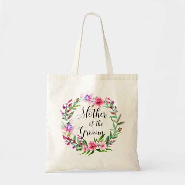 Bolsa Tote Mãe do noivo. Casamento tropical floral rosa (Frente)