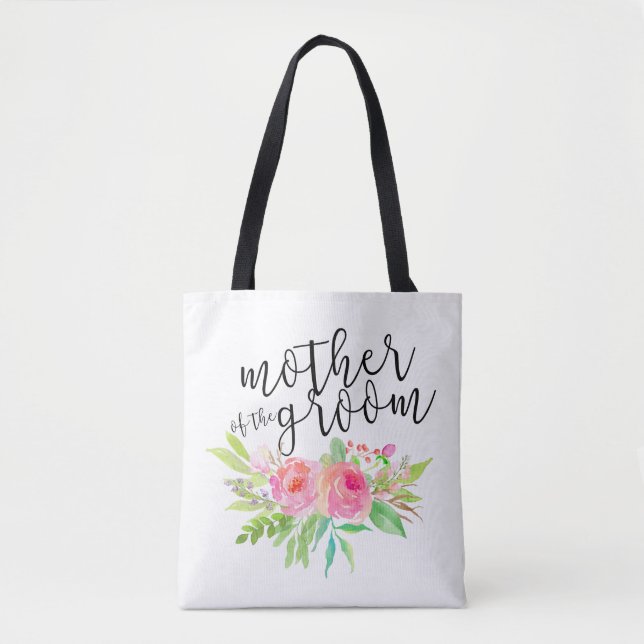 Bolsa Tote mãe do noivo floral rosa (Frente)