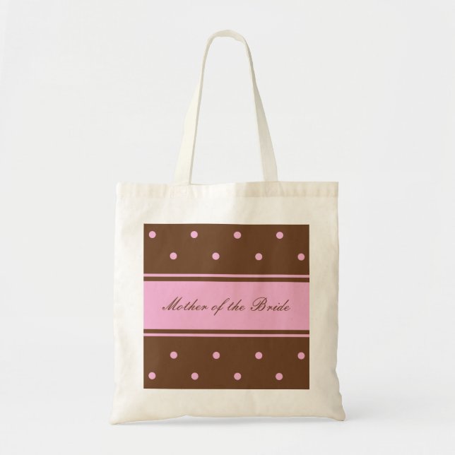 Bolsa Tote Mãe do Saco Bride — Pontos Rosa no Saco Marrom (Frente)