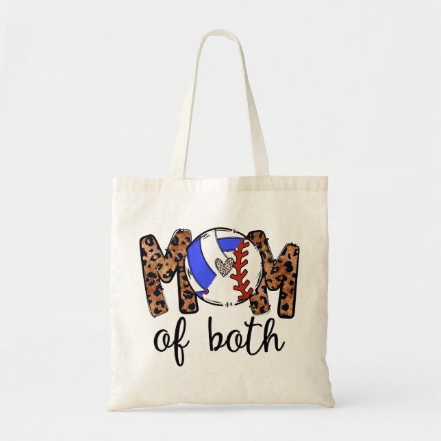 Bolsa Tote Mãe Dos Dois Voleibol De Baseball, Mãe De Voleibol (Frente)
