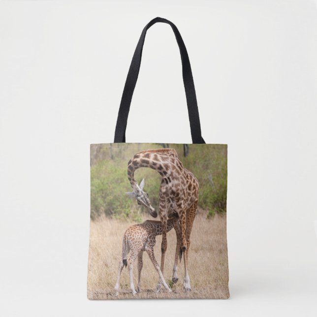 Bolsa Tote Mãe e bebê girafa no Quênia (Frente)