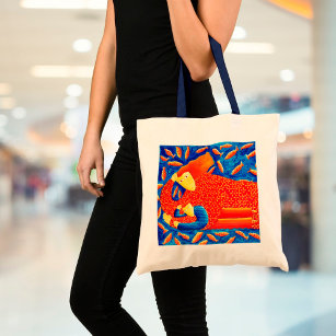 Bolsa Tote Mãe E Filho Com Pintura De Arte Moderna Goldfish