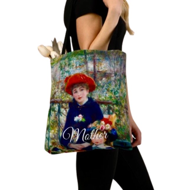 Bolsa Tote Mãe e Filho de Renoir (Tote Bag — 100% polyester, black laminated lining 100% cotton web hand. Made in the USA.)