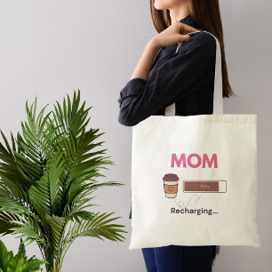 Bolsa Tote Mãe engraçada de café recarregando citação de café