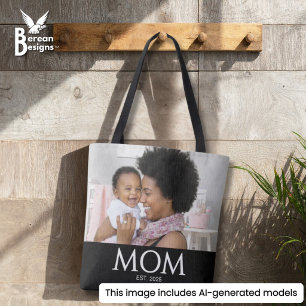 Bolsa Tote Mãe Estabeleceu Caps Clássicos Preto Foto