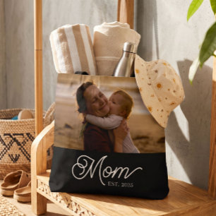 Bolsa Tote Mãe Estabeleceu Elegante Roteiro Branco Foto Preta