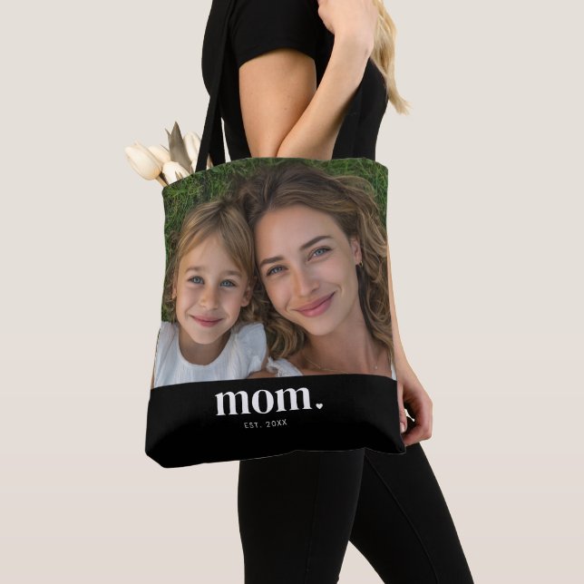 Bolsa Tote Mãe Estabeleceu Foto Preta Moderna (Close Up)
