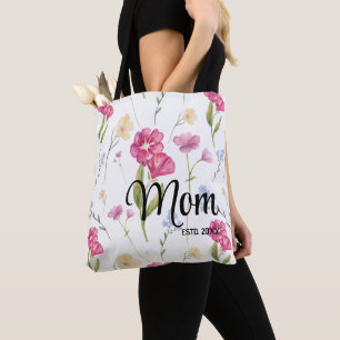 Bolsa Tote Mãe Estabeleceu Lindo Impresso Floral de Flores Si