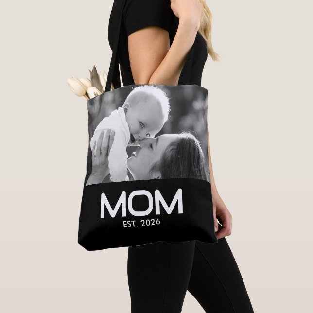 Bolsa Tote Mãe Estabeleceu Negrito Foto Preta (Close Up)