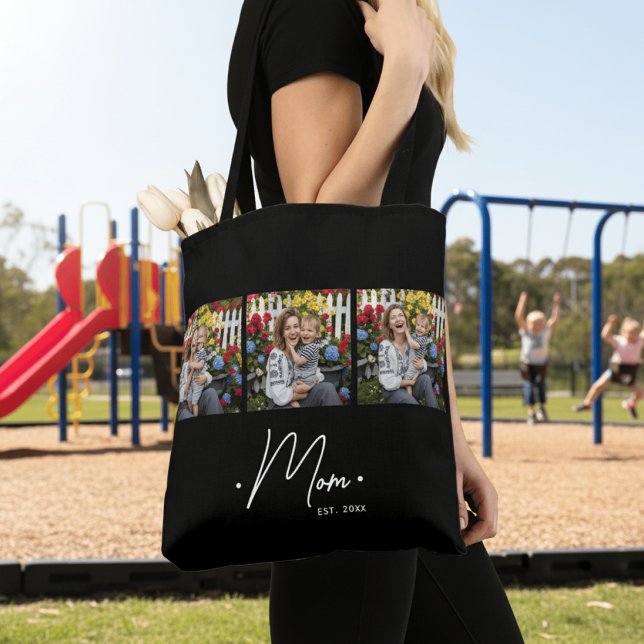 Bolsa Tote Mãe Estabeleceu Roteiro 3 Foto Preta (Criador carregado)