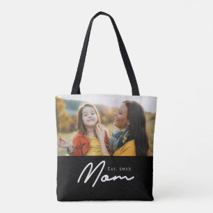 Bolsa Tote Mãe Estabeleceu Roteiro Foto Preta
