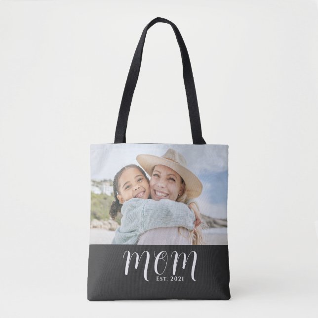Bolsa Tote Mãe Estabeleceu Roteiro Foto Preta (Frente)