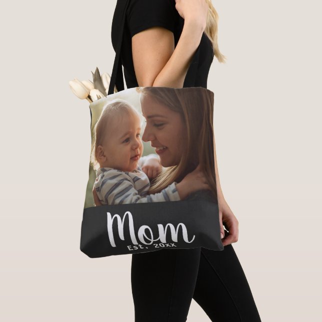 Bolsa Tote Mãe Estabeleceu Roteiro Foto Preta (Close Up)