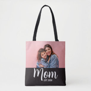 Bolsa Tote Mãe Estabeleceu Roteiro Preto Foto
