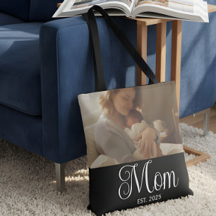 Bolsa Tote Mãe Estabeleceu Roteiro Preto Foto