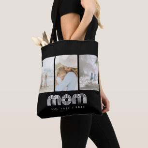 Bolsa Tote Mãe Estabeleceu Roteiro Retro Preto 3 Foto
