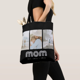 Bolsa Tote Mãe Estabeleceu Roteiro Retro Preto 3 Foto