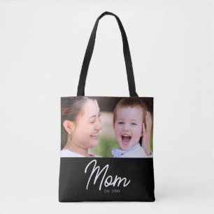 Bolsa Tote Mãe Estabeleceu Script Minimalista Foto Elegante
