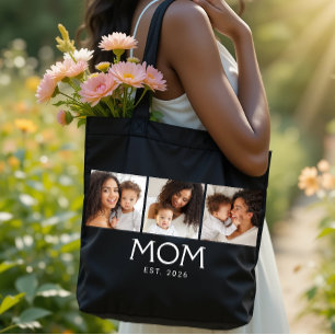 Bolsa Tote Mãe Estabeleceu Tipografia Preto 3 Foto