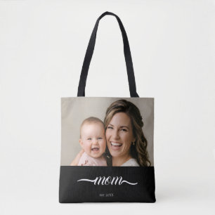 Bolsa Tote Mãe Estabelecida Foto Personalizada Ano