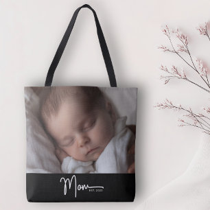 Bolsa Tote Mãe Estabelecida Moderno Script Mínimo Foto