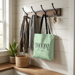 Bolsa Tote Mãe Estabelecida Novo Presente de Mãe Rótulo Preto