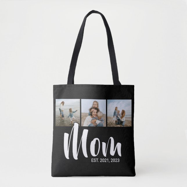 Bolsa Tote Mãe Estabelecida Roteiro Preto 3 Foto (Frente)