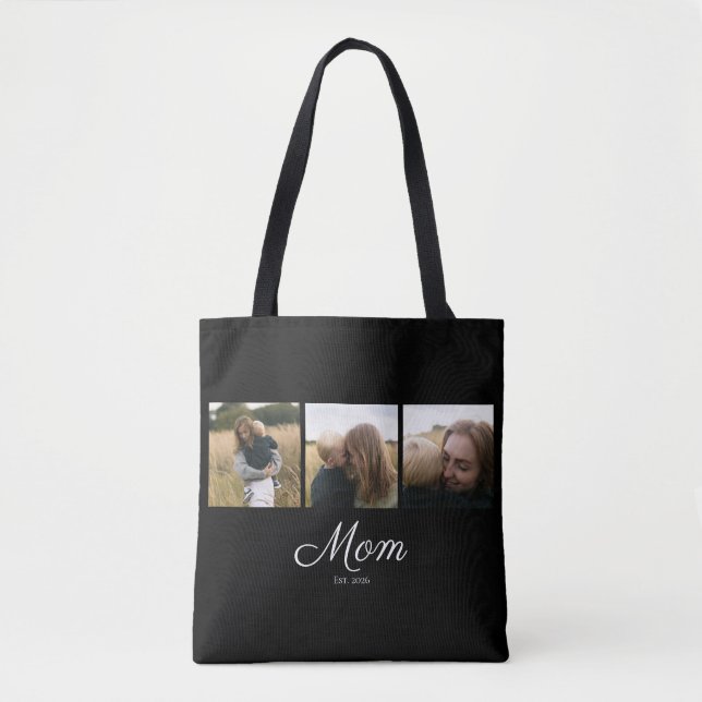 Bolsa Tote Mãe Estabelecida Roteiro Preto 3 Foto (Frente)