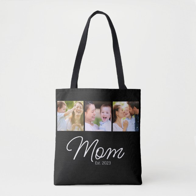 Bolsa Tote Mãe Estabelecida Roteiro Preto 3 Foto (Frente)