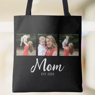 Bolsa Tote Mãe Estabelecida Script 3 Foto Preto