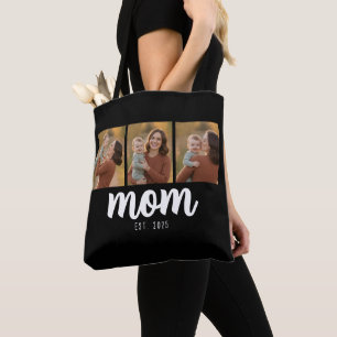 Bolsa Tote Mãe Estabelecida Script Preto 3 Fotos