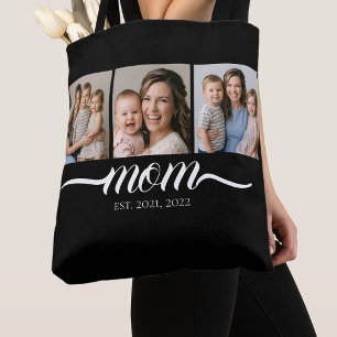 Bolsa Tote Mãe Estabelecida Script Preto 3 Fotos