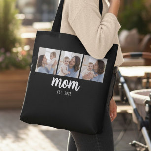 Bolsa Tote Mãe Estabelecida Script Preto 3 Fotos